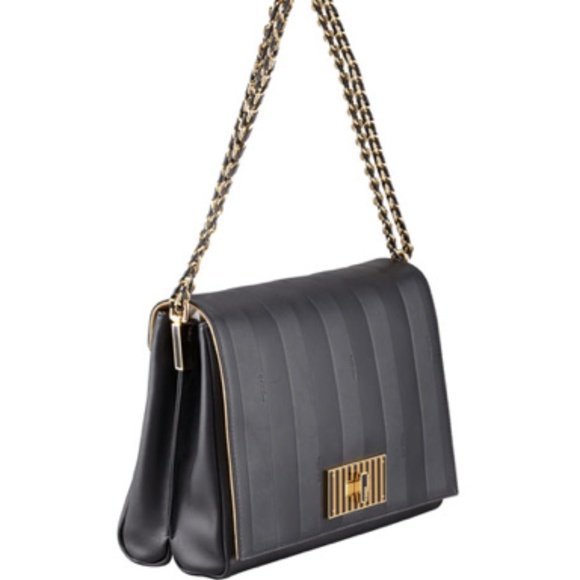 Auth. FENDI Pequin Tonal Stripe Shoulder Bag - Picture 2 of 8